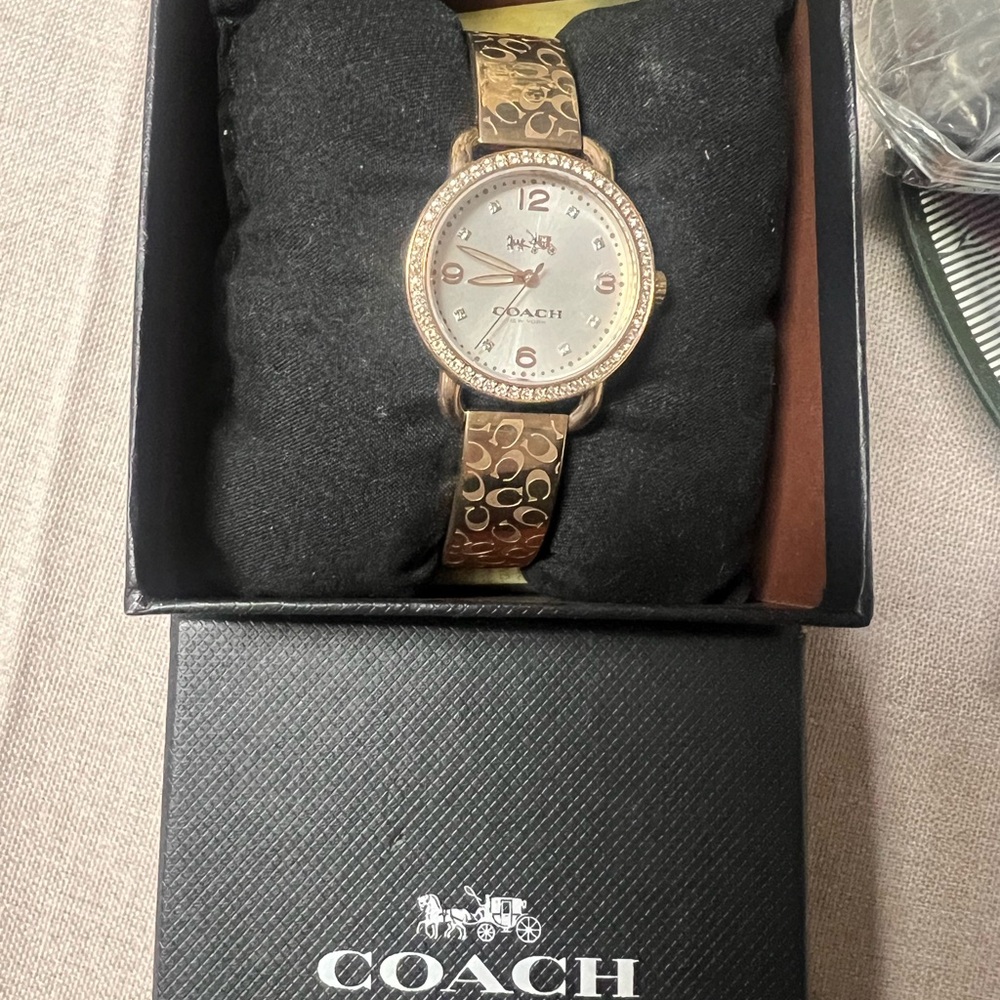 COACH Delancey Silver Dial Rose Gold-tone Bangle Ladies Watch